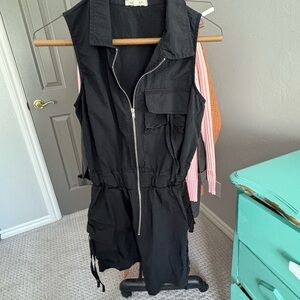 Urban Rose Black Sleeveless Parachute Cargo Romper